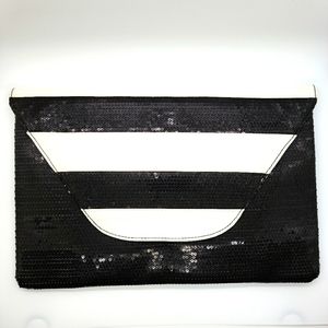 Steve Madden Black & White Sequin Clutch